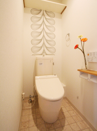 タイル調クッションフロア トイレリフォーム